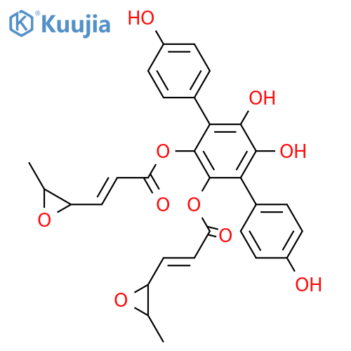 2-Propenoic acid,3-[(2S,3S)-3-methyloxiranyl]-,4,4'',5',6'-tetrahydroxy[1,1':4',1''-terphenyl]-2',3'-diyl ester, (2Z,2'Z)-(9CI) structure