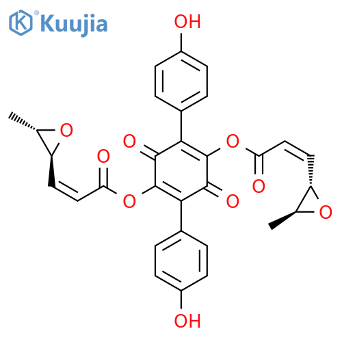 2-Propenoic acid,3-[(2S,3S)-3-methyloxiranyl]-,2,5-bis(4-hydroxyphenyl)-3,6-dioxo-1,4-cyclohexadiene-1,4-diyl ester, (2Z,2'Z)-(9CI) structure