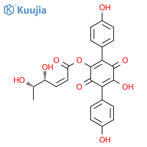 2,5-Dihydroxy-3,6-bis(4-hydroxyphenyl)-1,4-benzoquinone; 2-O-(4R,5S-Dihydroxy-2-hexenoyl) structure