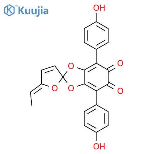Spiro[1,3-benzodioxole-2,2'(5'H)-furan]-5,6-dione,5'-ethylidene-4,7-bis(4-hydroxyphenyl)-, (5'Z)- structure