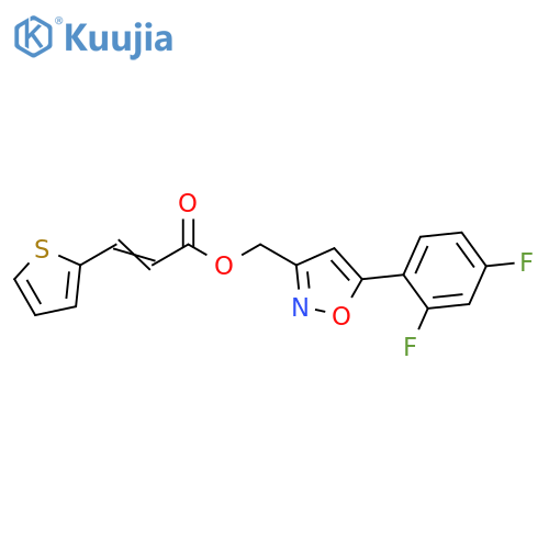 5-(2,4-difluorophenyl)-1,2-oxazol-3-ylmethyl (2E)-3-(thiophen-2-yl)prop-2-enoate structure