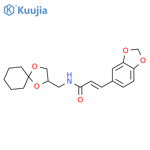 (2E)-3-(2H-1,3-benzodioxol-5-yl)-N-({1,4-dioxaspiro4.5decan-2-yl}methyl)prop-2-enamide structure