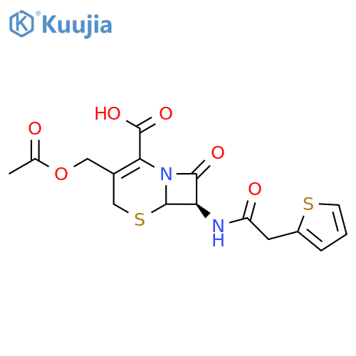 (7R)-3-(acetyloxy)methyl-8-oxo-7-2-(thiophen-2-yl)acetamido-5-thia-1-azabicyclo4.2.0oct-2-ene-2-carboxylic acid structure