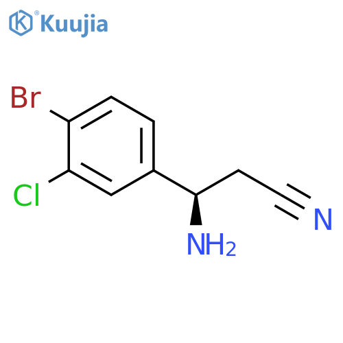(3R)-3-AMINO-3-(4-BROMO-3-CHLOROPHENYL)PROPANENITRILE structure