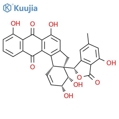 5H-Indeno[1,2-a]anthracene-5,13(8H)-dione, 8a-[(1S)-1,3-dihydro-4-hydroxy-6-methyl-3-oxo-1-isobenzofuranyl]-8a,9,10,12a-tetrahydro-4,6,9,10-tetrahydroxy-, (8aR,9S,10R,12aR)-(+)- structure