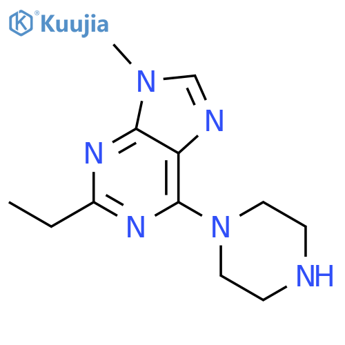 9H-Purine, 2-ethyl-9-methyl-6-(1-piperazinyl)- structure