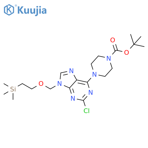 1-Piperazinecarboxylic acid, 4-[2-chloro-9-[[2-(trimethylsilyl)ethoxy]methyl]-9H-purin-6-yl]-, 1,1-dimethylethyl ester structure