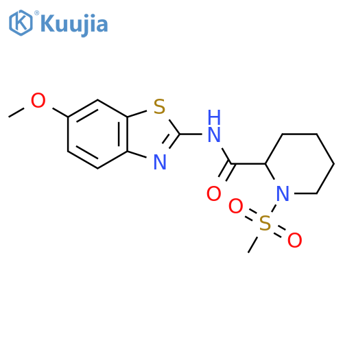 1-methanesulfonyl-N-(6-methoxy-1,3-benzothiazol-2-yl)piperidine-2-carboxamide structure