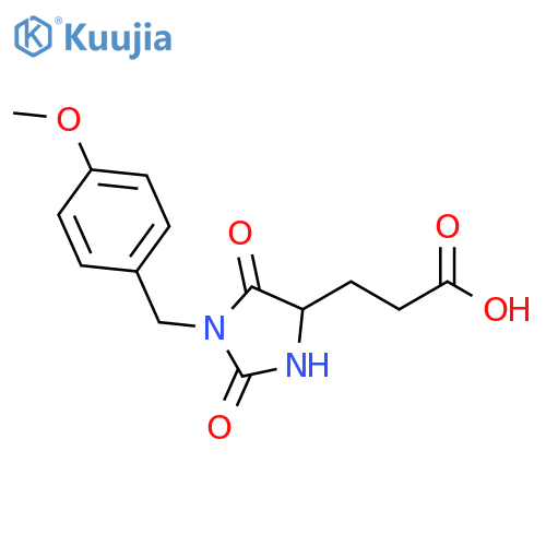 3-1-(4-Methoxybenzyl)-2,5-dioxoimidazolidin-4-ylpropanoic acid structure