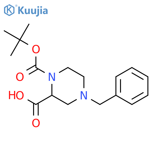 4-Benzyl-1-(tert-butoxycarbonyl)piperazine-2-carboxylic acid structure