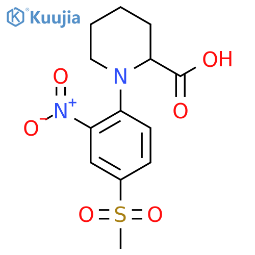 1-[4-(Methylsulfonyl)-2-nitrophenyl]piperidine-2-carboxylic acid structure
