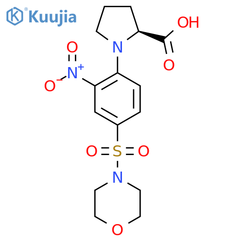 (2S)-1-4-(morpholine-4-sulfonyl)-2-nitrophenylpyrrolidine-2-carboxylic acid structure