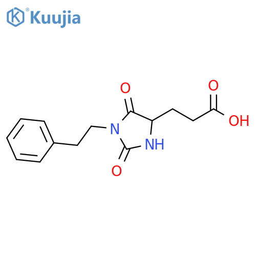 3-2,5-Dioxo-1-(2-phenylethyl)imidazolidin-4-ylpropanoic acid structure