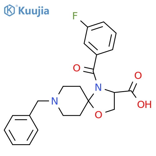 8-Benzyl-4-(3-fluorophenyl)carbonyl-1-oxa-4,8-diazaspiro4.5decane-3-carboxylic acid structure