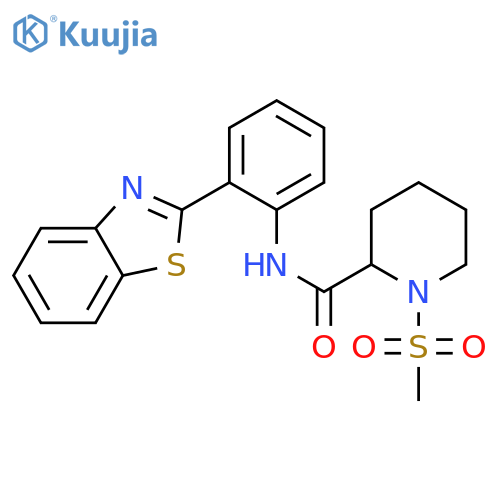 N-2-(1,3-benzothiazol-2-yl)phenyl-1-methanesulfonylpiperidine-2-carboxamide structure