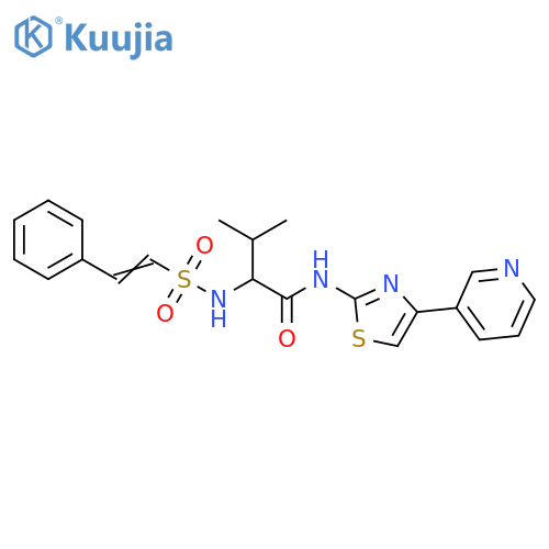 Butanamide, 3-methyl-2-[[(2-phenylethenyl)sulfonyl]amino]-N-[4-(3-pyridinyl)-2-thiazolyl]- structure