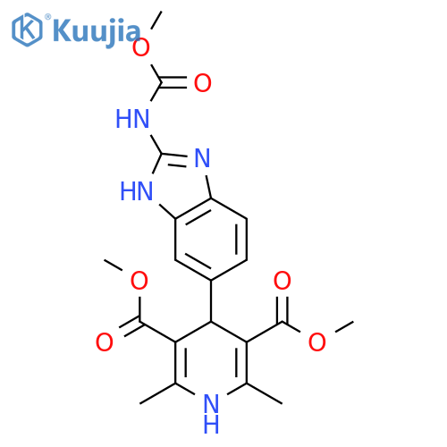 3,5-Pyridinedicarboxylicacid,1,4-dihydro-4-[2-[(methoxycarbonyl)amino]-1H-benzimidazol-6-yl]-2,6-dimethyl-,3,5-dimethyl ester structure
