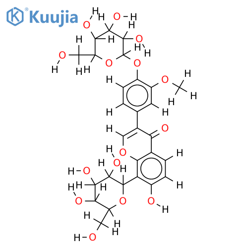 (1S)-1,5-anhydro-1-{3-[4-(beta-D-glucopyranosyloxy)-3-methoxyphenyl]-7-hydroxy-4-oxo-4H-chromen-8-yl}-D-glucitol structure