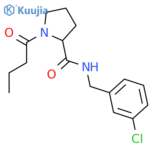 2-Pyrrolidinecarboxamide, N-[(3-chlorophenyl)methyl]-1-(1-oxobutyl)-, (2S)- structure