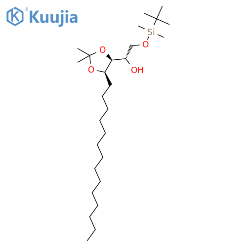 (2S)-2-(tert-butyldimethylsilyloxy)-1-((4S,5S)-2,2-dimethyl-5-tetradecyl-1,3-dioxolan-4-yl)ethanol structure
