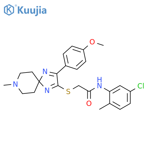 N-(5-chloro-2-methylphenyl)-2-{[3-(4-methoxyphenyl)-8-methyl-1,4,8-triazaspiro[4.5]deca-1,3-dien-2-yl]sulfanyl}acetamide structure