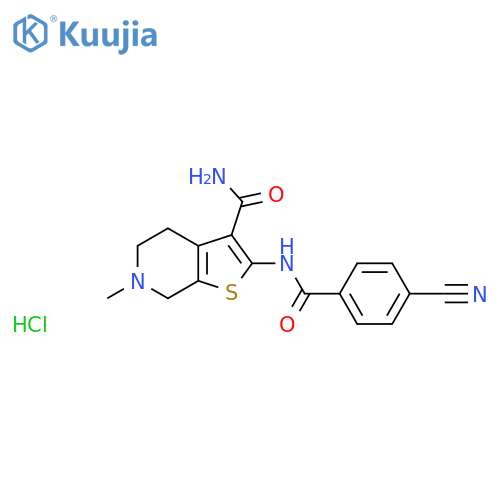 2-(4-cyanobenzamido)-6-methyl-4H,5H,6H,7H-thieno2,3-cpyridine-3-carboxamide hydrochloride structure