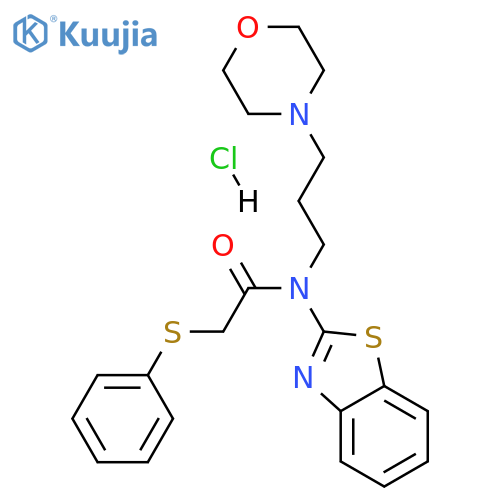 N-(1,3-benzothiazol-2-yl)-N-[3-(morpholin-4-yl)propyl]-2-(phenylsulfanyl)acetamide hydrochloride structure