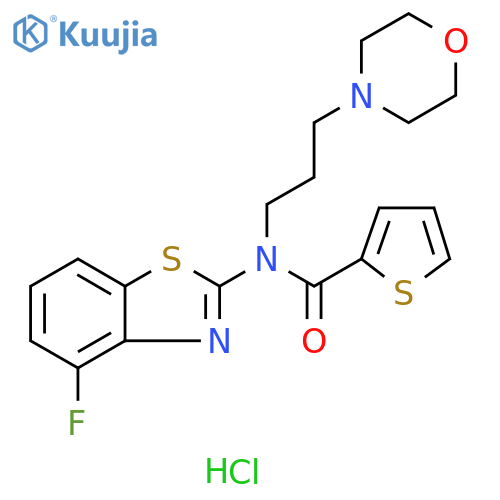 N-(4-fluoro-1,3-benzothiazol-2-yl)-N-[3-(morpholin-4-yl)propyl]thiophene-2-carboxamide hydrochloride structure