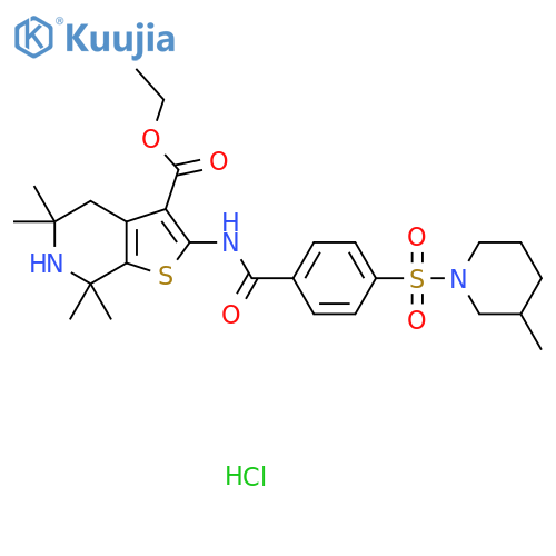ethyl 5,5,7,7-tetramethyl-2-{4-(3-methylpiperidin-1-yl)sulfonylbenzamido}-4H,5H,6H,7H-thieno2,3-cpyridine-3-carboxylate hydrochloride structure