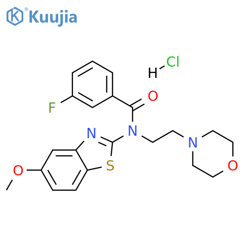 3-fluoro-N-(5-methoxy-1,3-benzothiazol-2-yl)-N-[2-(morpholin-4-yl)ethyl]benzamide hydrochloride structure