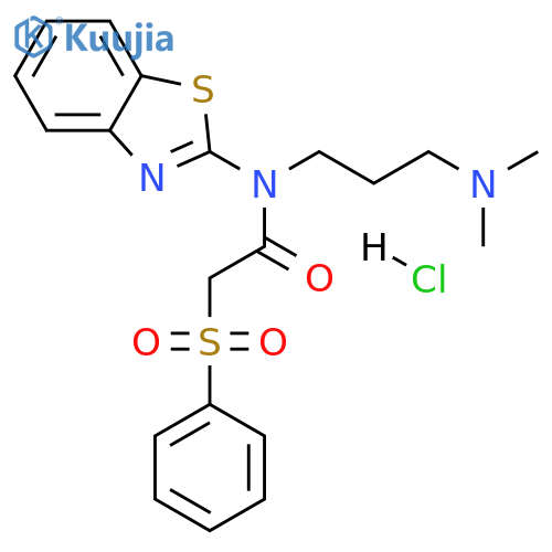 2-(benzenesulfonyl)-N-(1,3-benzothiazol-2-yl)-N-[3-(dimethylamino)propyl]acetamide hydrochloride structure