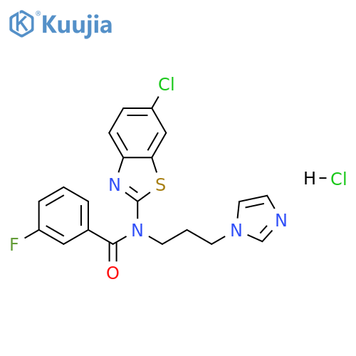 N-(6-chloro-1,3-benzothiazol-2-yl)-3-fluoro-N-[3-(1H-imidazol-1-yl)propyl]benzamide hydrochloride structure