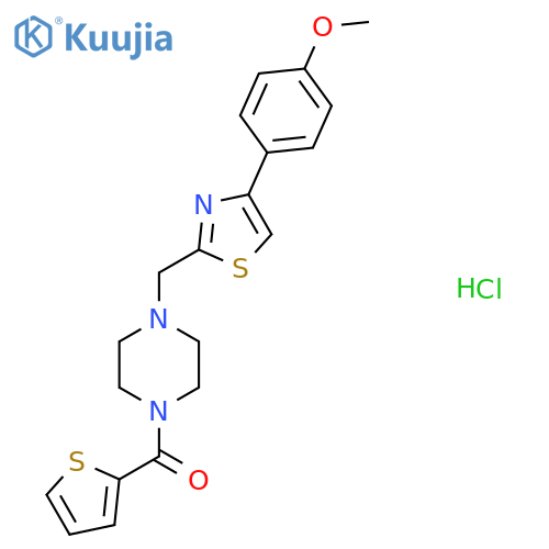 1-{4-(4-methoxyphenyl)-1,3-thiazol-2-ylmethyl}-4-(thiophene-2-carbonyl)piperazine hydrochloride structure