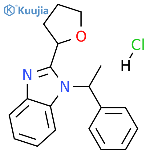 2-(oxolan-2-yl)-1-(1-phenylethyl)-1H-1,3-benzodiazole hydrochloride structure
