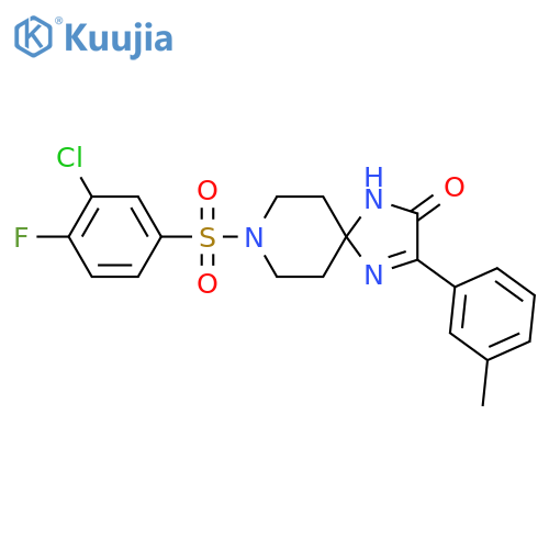 8-(3-chloro-4-fluorobenzenesulfonyl)-3-(3-methylphenyl)-1,4,8-triazaspiro[4.5]dec-3-en-2-one structure