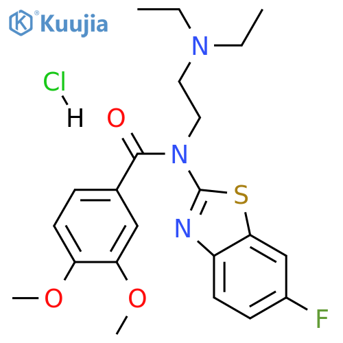 N-[2-(diethylamino)ethyl]-N-(6-fluoro-1,3-benzothiazol-2-yl)-3,4-dimethoxybenzamide hydrochloride structure