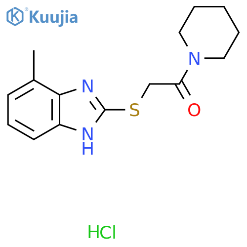 2-(4-methyl-1H-1,3-benzodiazol-2-yl)sulfanyl-1-(piperidin-1-yl)ethan-1-one hydrochloride structure