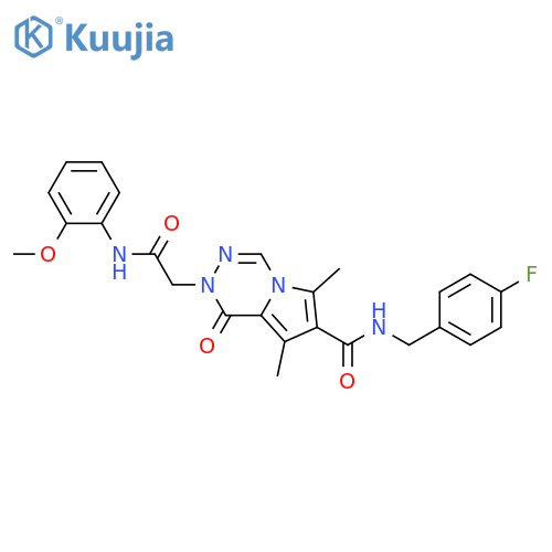 N-[(4-fluorophenyl)methyl]-2-{[(2-methoxyphenyl)carbamoyl]methyl}-6,8-dimethyl-1-oxo-1H,2H-pyrrolo[1,2-d][1,2,4]triazine-7-carboxamide structure