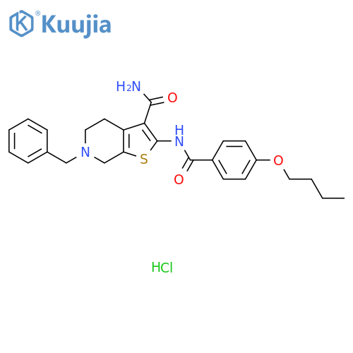 6-benzyl-2-(4-butoxybenzamido)-4H,5H,6H,7H-thieno2,3-cpyridine-3-carboxamide hydrochloride structure