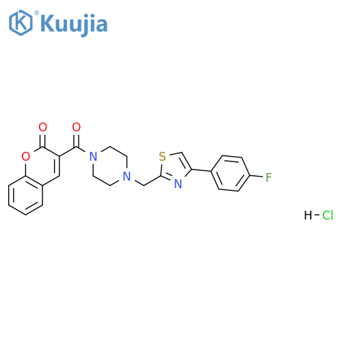 3-(4-{4-(4-fluorophenyl)-1,3-thiazol-2-ylmethyl}piperazine-1-carbonyl)-2H-chromen-2-one hydrochloride structure