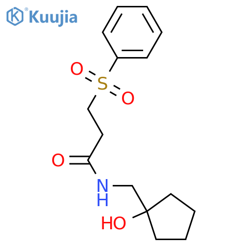 3-(benzenesulfonyl)-N-(1-hydroxycyclopentyl)methylpropanamide structure