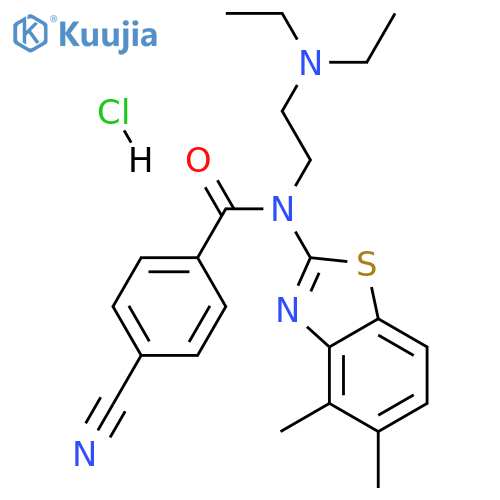 4-cyano-N-[2-(diethylamino)ethyl]-N-(4,5-dimethyl-1,3-benzothiazol-2-yl)benzamide hydrochloride structure