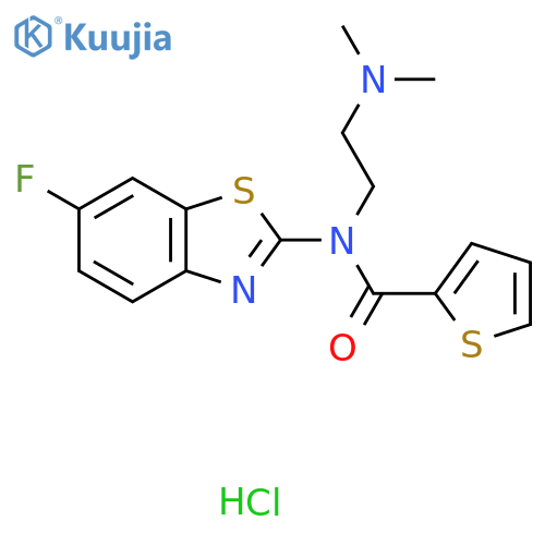 N-[2-(dimethylamino)ethyl]-N-(6-fluoro-1,3-benzothiazol-2-yl)thiophene-2-carboxamide hydrochloride structure