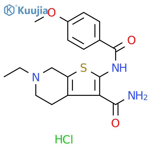 6-ethyl-2-(4-methoxybenzamido)-4H,5H,6H,7H-thieno2,3-cpyridine-3-carboxamide hydrochloride structure