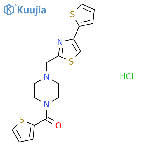 1-{4-(thiophen-2-yl)-1,3-thiazol-2-ylmethyl}-4-(thiophene-2-carbonyl)piperazine hydrochloride structure