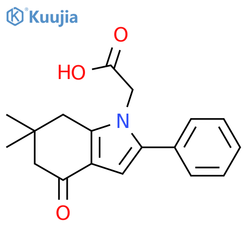 2-(6,6-Dimethyl-4-oxo-2-phenyl-4,5,6,7-tetrahydro-1H-indol-1-yl)acetic acid structure