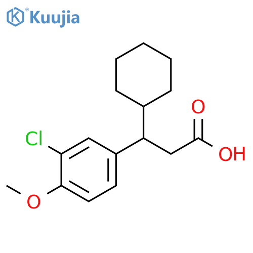 3-(3-chloro-4-methoxyphenyl)-3-cyclohexylpropanoic acid structure