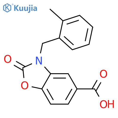 3-(2-methylphenyl)methyl-2-oxo-2,3-dihydro-1,3-benzoxazole-5-carboxylic acid structure