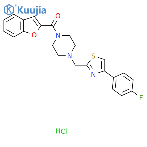 1-(1-benzofuran-2-carbonyl)-4-{4-(4-fluorophenyl)-1,3-thiazol-2-ylmethyl}piperazine hydrochloride structure