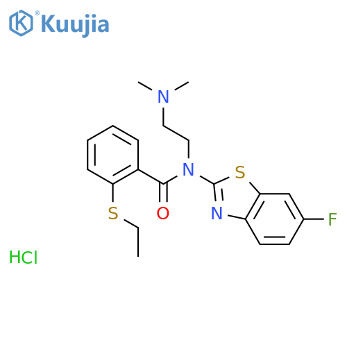N-[2-(dimethylamino)ethyl]-2-(ethylsulfanyl)-N-(6-fluoro-1,3-benzothiazol-2-yl)benzamide hydrochloride structure
